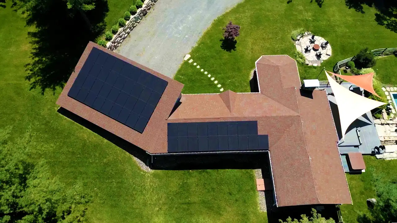 architectural home ny with solar system on the roof