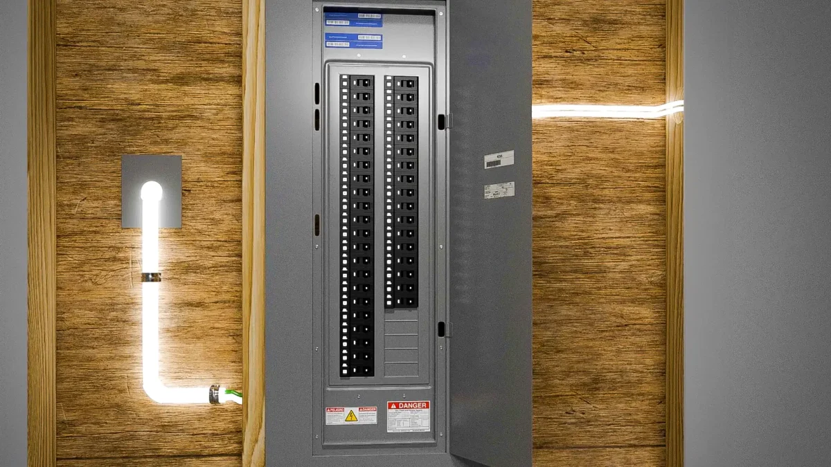 electric panel on the wall with electricity going through to power home