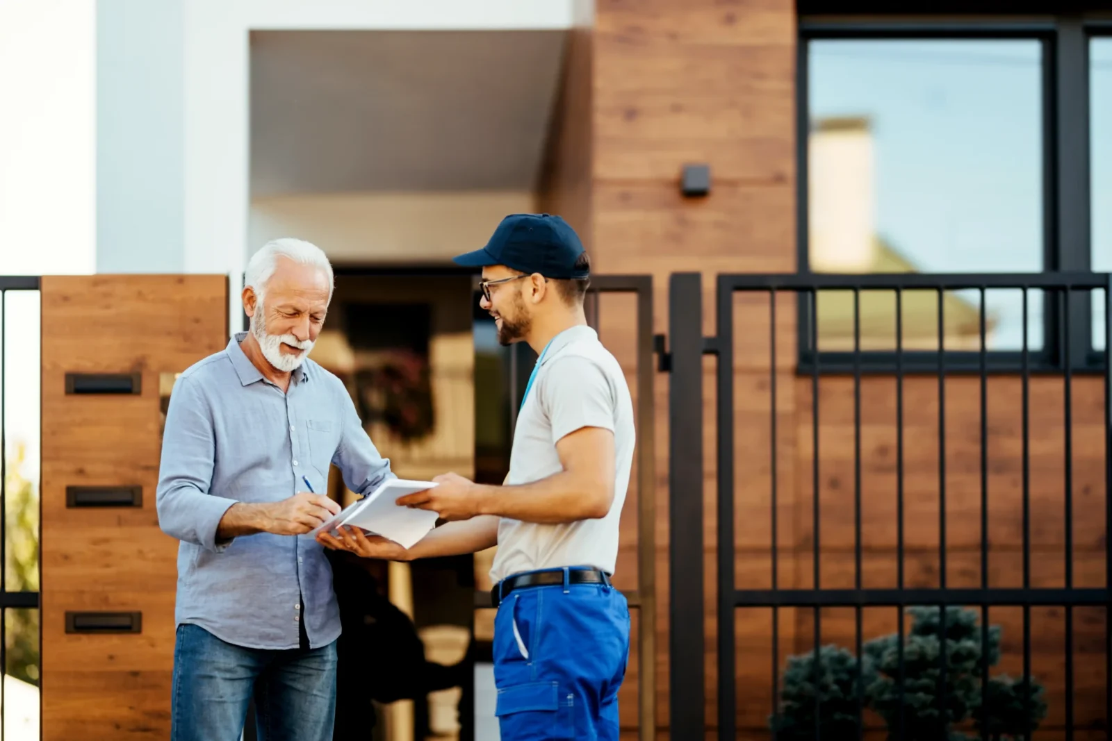 homeowner speaks to door to door solar rep