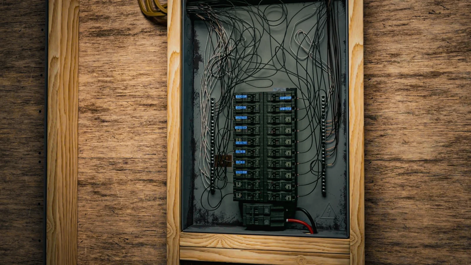 old home elecric panel messy wires
