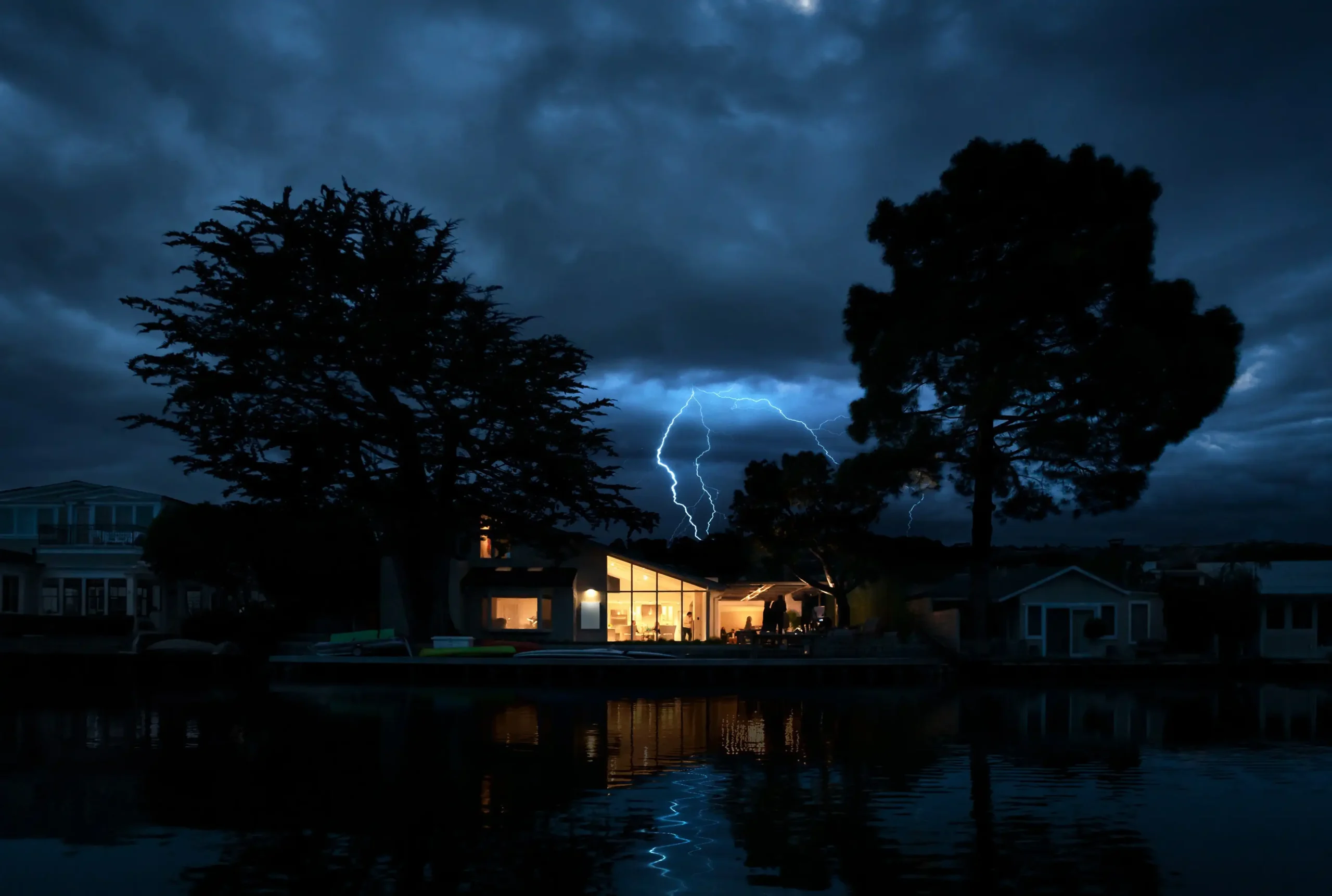 outage in neighborhood one house lit in storm