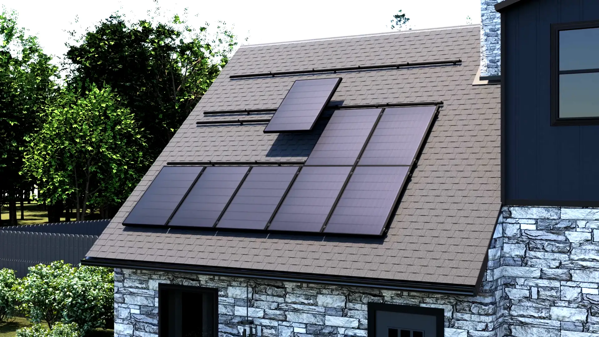 step 1 mounting and solar panels on the top on the house